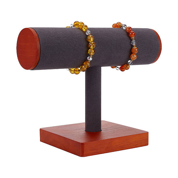 T-Shaped Bar Wood Covered with Microfiber Bracelet Display Stands