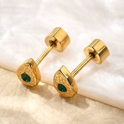 Ion Plating(IP) 304 Stainless Steel Teardrop Stud Earrings