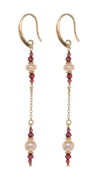 Alisia Orecchini Lunghi Placcati Oro Con Granati E Perle Vere Al5183.01.029
