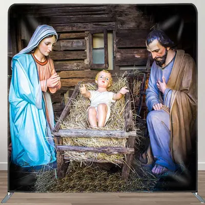 Saint Virgin Mary Joseph Xmas Pillow Case Backdrop - Aperturee