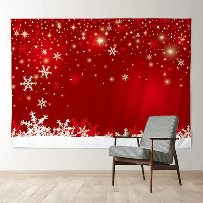 Aperturee Red Theme White Snowflake Bokeh Christmas Backdrop