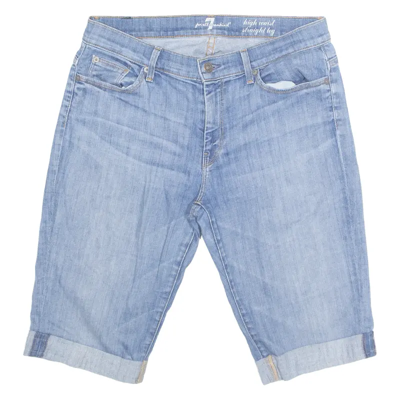 7 FOR ALL MANKIND High Waist Womens Denim Shorts Blue M W32