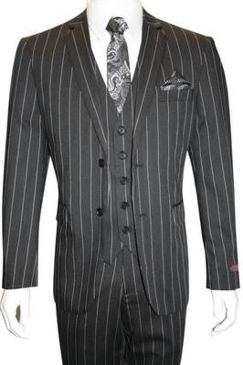 1920 - Black/Wht - Mens Modern Fit Suit