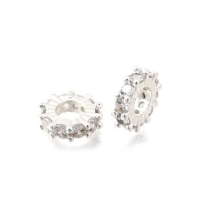 Brass Micro Pave Clear Cubic Zirconia Beads