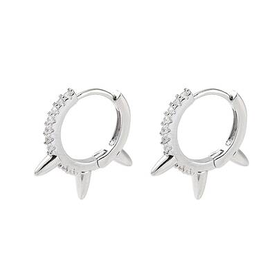 Brass Micro Pave Cubic Zirconia Hoop Earrings