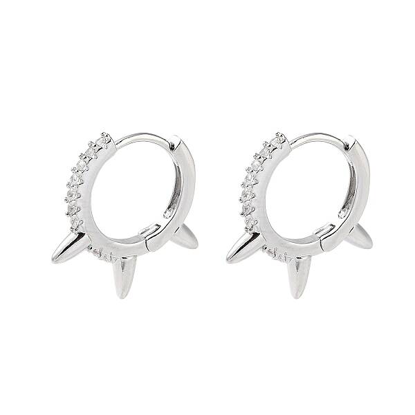 Brass Micro Pave Cubic Zirconia Hoop Earrings