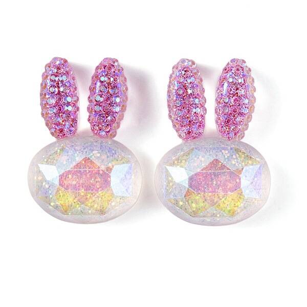 Transparent Epoxy Resin Rabbit Head Decoden Cabochons