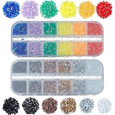 2 Boxes 2 Colors Pointed Back Resin Rhinestone Cabochons