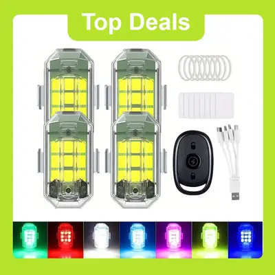 SEALIGHT Strobe Car Lights RGB LED with Remote Control, High Brightness USB Rechargeable Waterproof Flashing Lights, Suitable...