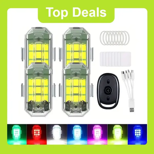 SEALIGHT Strobe Car Lights RGB LED with Remote Control, High Brightness USB Rechargeable Waterproof Flashing Lights, Suitable...