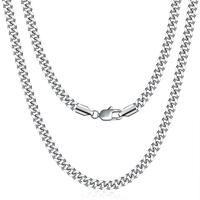 Stainless Steel Cuban Chain Necklace for Men and Women, Silver Mens Necklace for Boys, Christmas Gift