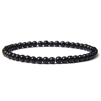 4mm Round Natural Obsidian Beads Bracelet for Men