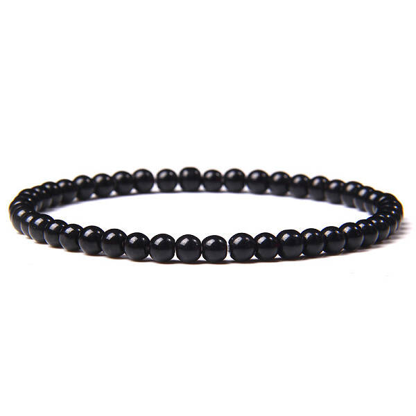 4mm Round Natural Obsidian Beads Bracelet for Men