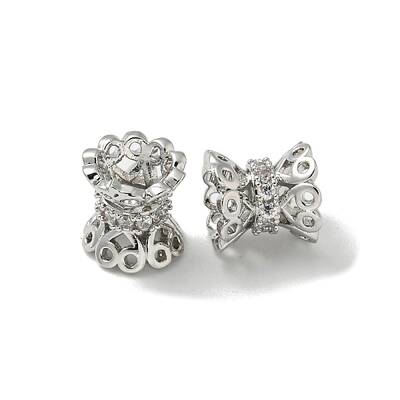 Brass Micro Pave Clear Cubic Zirconia Beads