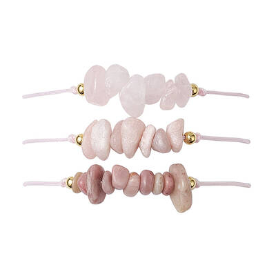 3Pcs 3 Styles Gemstone Braided Bead Bracelets