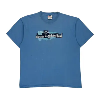 Nike Graphic T-Shirt - Large Blue Cotton
