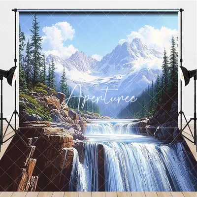 Aperturee Mountains Waterfalls Natural Scene Combo Set Backdrop, 7 x 5 ft / 7 x 5 ft, 97.4 USD, combo set backdrops, CYHD1P47...
