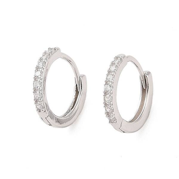 925 Sterling Silver with  Micro Pave Cubic Zirconia Hoop Earrings Findings