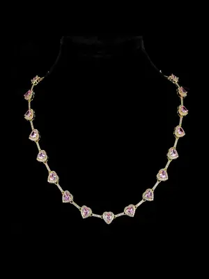 10mm Pink Heart Shaped Necklace, Fashion Jewelry for Party, Daily Clothing Decor, Trendy All-match & Exquisite Jewelry for Bi...