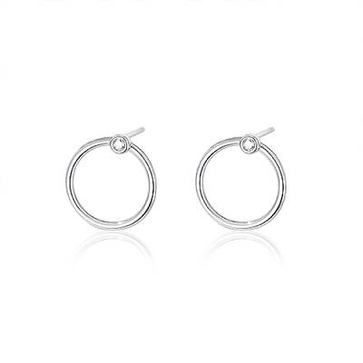 Anti-Tarnish Ring Rhodium Plated 925 Sterling Silver Stud Earrings