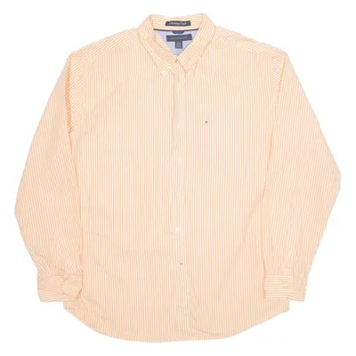 TOMMY HILFIGER Mens Shirt Orange Pinstripe Long Sleeve XL