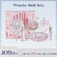 Flower Knows Peachy Shell Set, full face makeup set with brush, mirror, hairpin, cosmetic, ideal for gift, dealsforyoudays