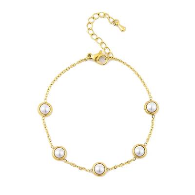 Ion Plating(IP) 304 Stainless Steel & Plastic Cable Chain Link Braclets for Women
