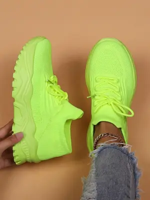 Women's Simple Plain Low Top Sports Running Shoes, Casual Versatile Outdoor Sports Walking Shoes, Knit Breathable Comfortable...