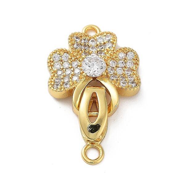 Rack Plating Brass Micro Pave Cubic Zirconia Fold Over Clasps