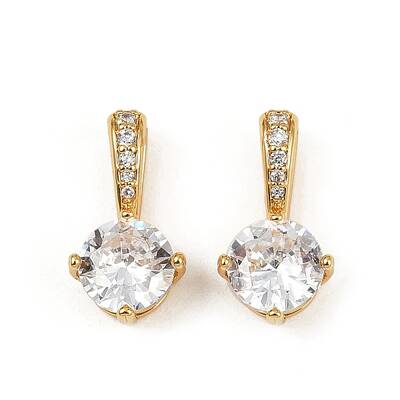 Brass Micro Pave Clear Cubic Zirconia Charms