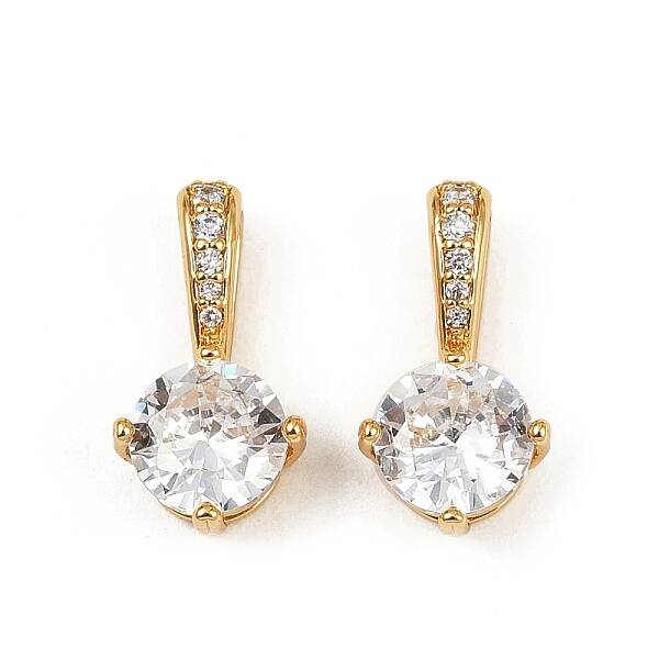 Brass Micro Pave Clear Cubic Zirconia Charms