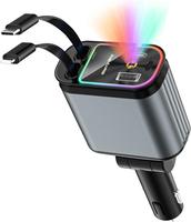 Fast Car Charger 4 in 1 Retractable Car Charger 69W with Starry Light,USB-C Fast Car Accessories,Compatible with All iPhones ...