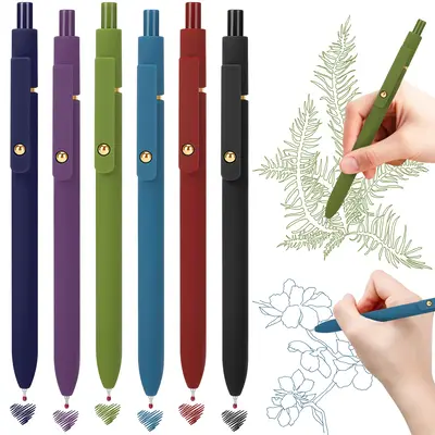 6pcs Quick Drying Gel Pens 0.5mm Press Type Desk Accessories for Journaling Nursing Bible Study Office Supplies Back to Schoo...