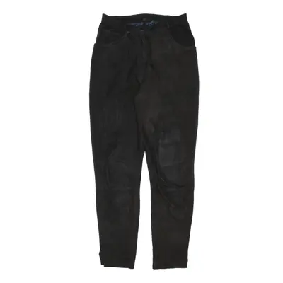 Leather Trousers Black Slim Tapered Suede Womens W24 L29