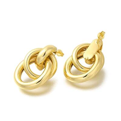 Rack Plating Ring Brass Stud Earrings