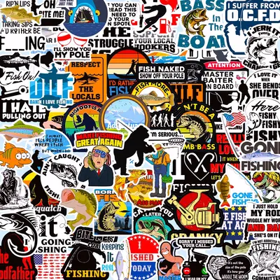 73PCS Funny Fishing Stickers – Father's Day Gift Waterproof Vinyl Decals for Tackle Box, Bucket, Laptops, Cars, Bottles, Ha...