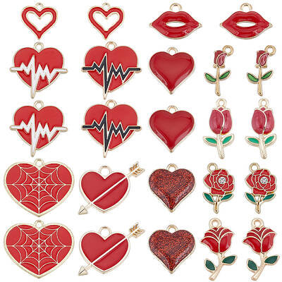 48Pcs 12 Style Alloy Enamel Pendants