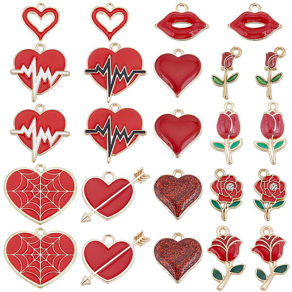 48Pcs 12 Style Alloy Enamel Pendants