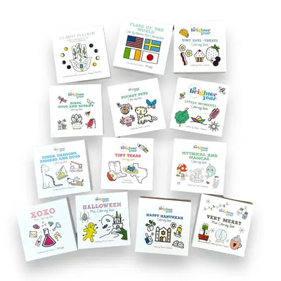 17 Mini Coloring Books Bundle, A Brighter Year, Adult Coloring Book, simple, easy, bold, stocking stuffer, stocking stuffer i...