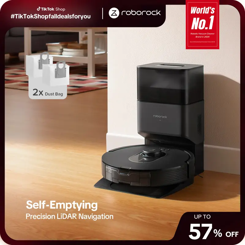 Roborock Q5 DuoRoller+ Robot vacuum with Self-Empty Dock, 5500 Pa Suction, DuoRoller Brush Home Cleaning Machine #TikTokShopf...
