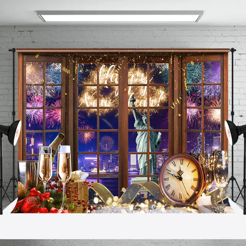 Aperturee Colorful Night Sky Celebration New Year Backdrop
