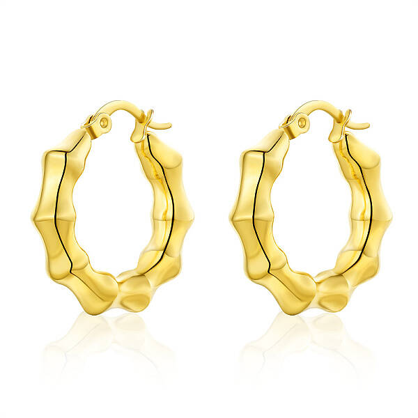 European Style Heart Stud Earrings Gold Plated Stainless Steel Women's Jewelry