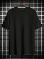Men's Solid Round Neck Tee, Regular Fit Casual Short Sleeve Crew Neck T-Shirt for Summer, Fashion Men's Top for Daily Wear, M...