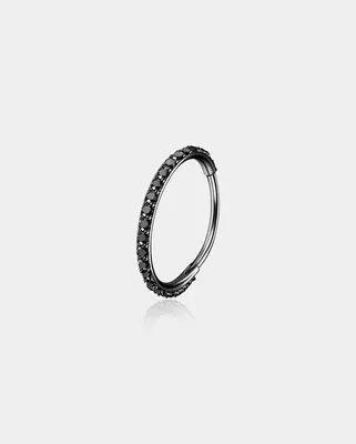 20G Pink CZ Hinged Segment Nose Ring - Black-2 CZ / 6mm