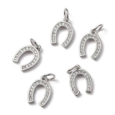 CZ Brass Micro Pave Cubic Zirconia Horse Shoe Charms