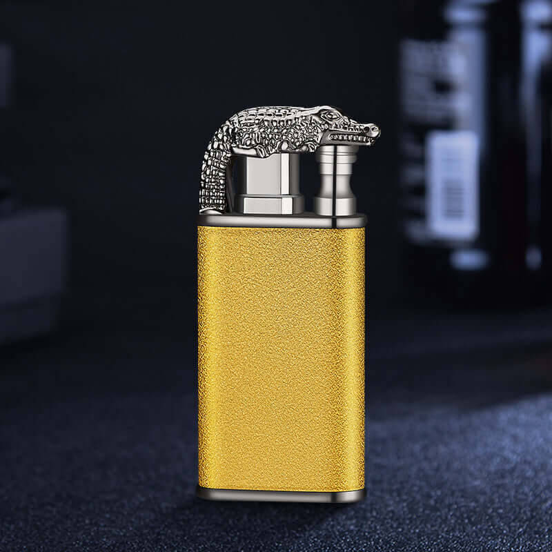 Creative Blue Flame Lighter | Color: Gold Scrub Crocodile bk872 | quantity: 1PCS