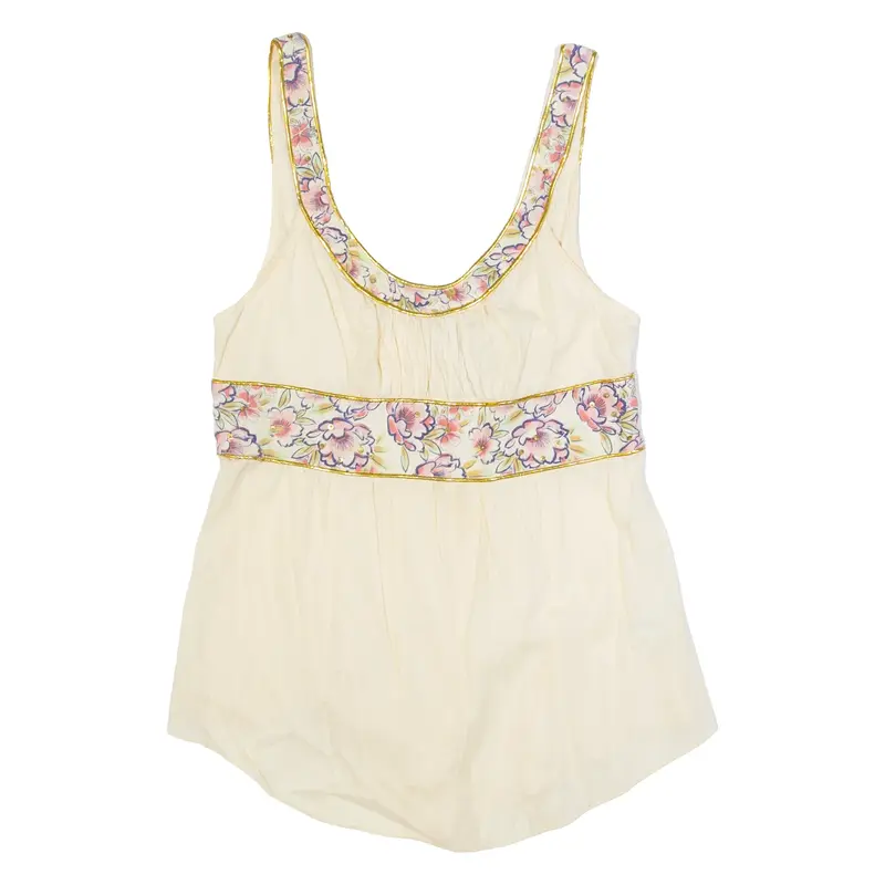 Womens Camisole Vest Beige Sleeveless Floral M