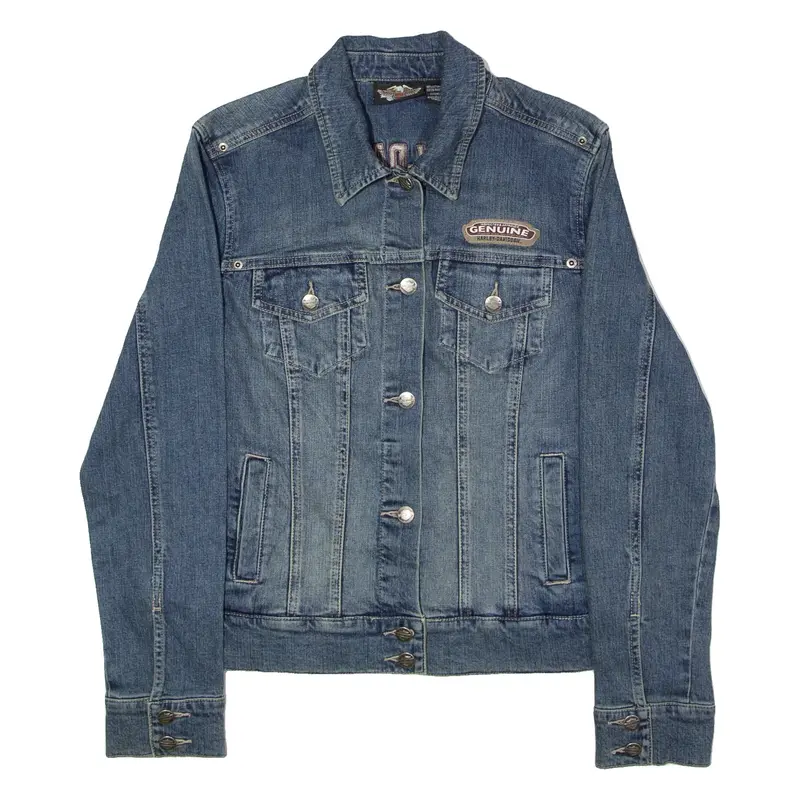 HARLEY DAVIDSON Womens Denim Jacket Blue 90s USA L