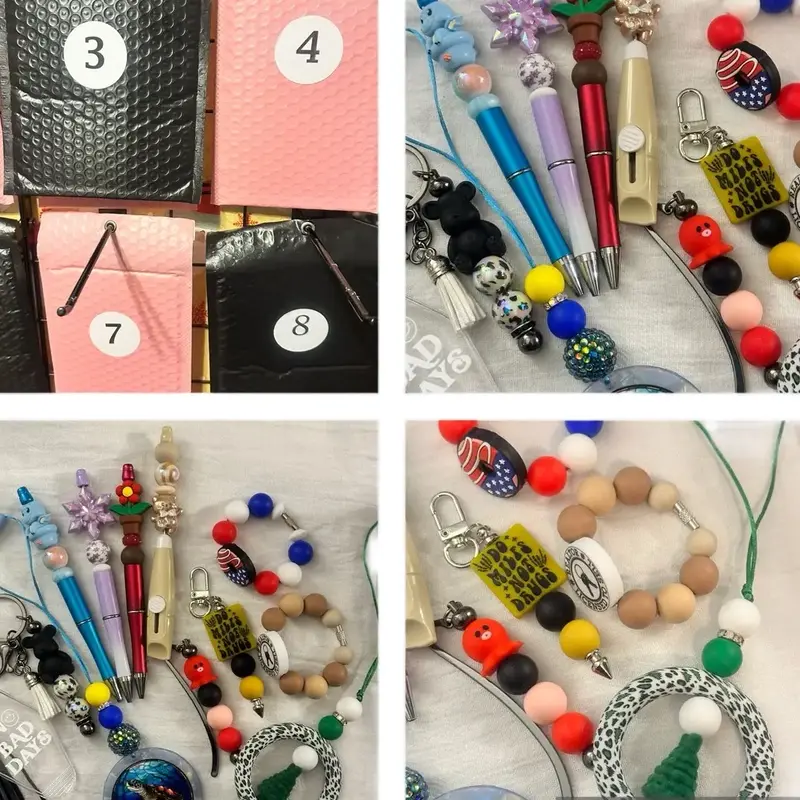 Mama's Merch Goodies - Set of Bags with Wristlets, Pens, Pencils, Keychains, Cup accessories, Wax Melts, Car Charms, car fres...