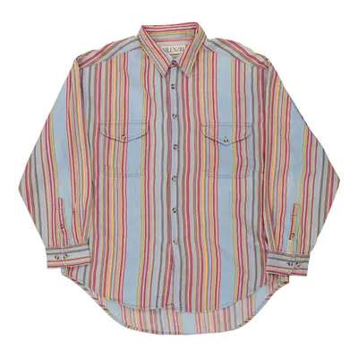 Silenzio Striped Shirt - XL Blue Cotton